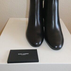 Saint Laurent Grace Leather Ankle Boots Classic Black size 37.5 New